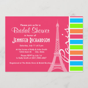 Rosa Paris, Retro Neon Rainbow Inbjudningar