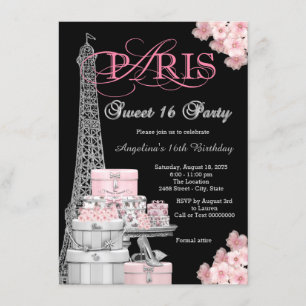 Rosa Paris Sweet 16-fest Inbjudningar