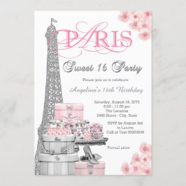 Rosa Paris Sweet 16-fest Inbjudningar