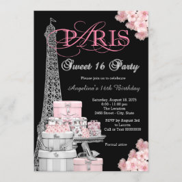 Rosa Paris Sweet 16-fest Inbjudningar
