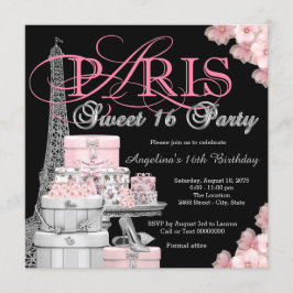Rosa Paris Sweet 16-fest Inbjudningar