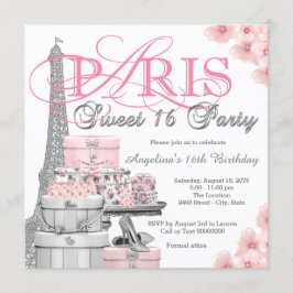 Rosa Paris Sweet 16-fest Inbjudningar