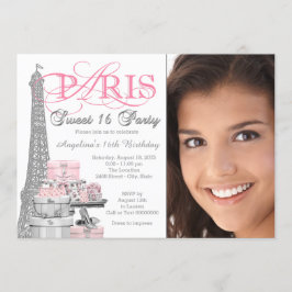 Rosa Paris Sweet 16 Födelsedagsfest Inbjudningar