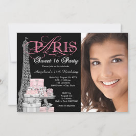 Rosa Paris Sweet 16 Födelsedagsfest Inbjudningar