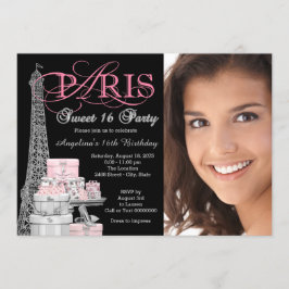 Rosa Paris Sweet 16 Födelsedagsfest Inbjudningar