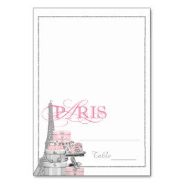 Rosa Paris tältformade eskortkort Bordsnummer