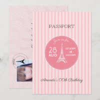Rosa Paris tema födelsedagsfest pass utfyllnad fot
