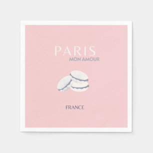 Rosa Paris Travel Art Pastel Preppy Macarons Pappersservett