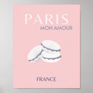 Rosa Paris Travel Art Pastel Preppy Macarons Poster