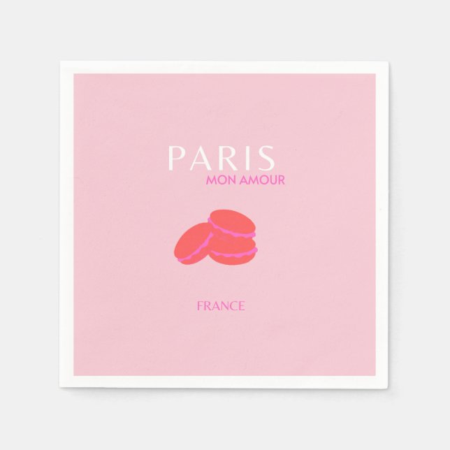 Rosa Paris Travel Art Preppy Macarons Pappersservett (Framsidan)
