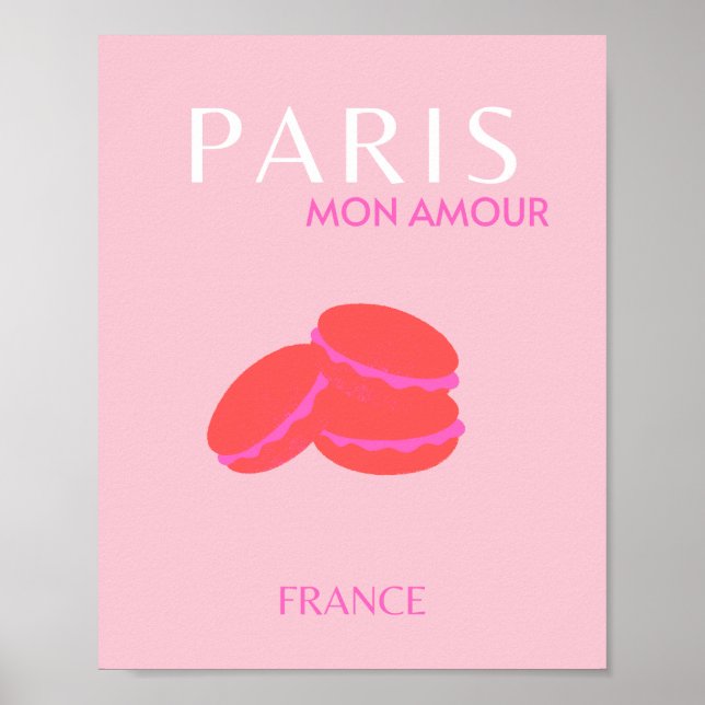 Rosa Paris Travel Art Preppy Macarons Poster (Framsidan)