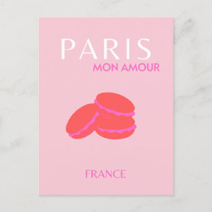 Rosa Paris Travel Art Preppy Macarons Vykort