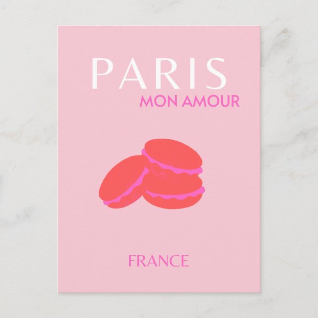 Rosa Paris Travel Art Preppy Macarons Vykort (Framsida)