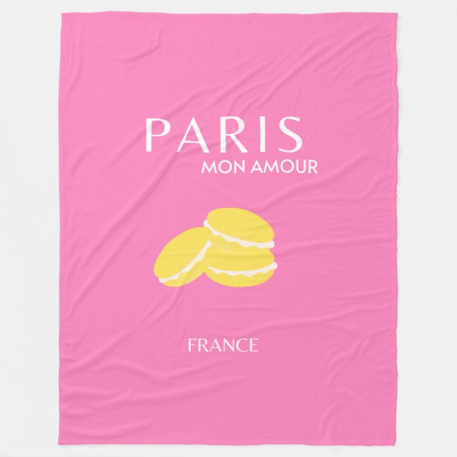 Rosa Paris Travel Art Retro Art Preppy Art Decor Fleecefilt (Framsidan)