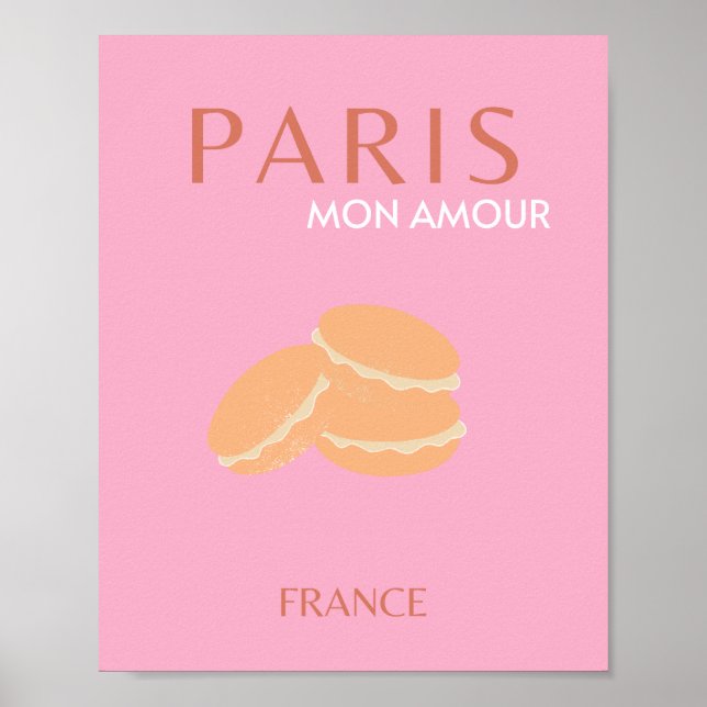 Rosa Paris Travel Art Retro Art Preppy Art Decor Poster (Framsidan)