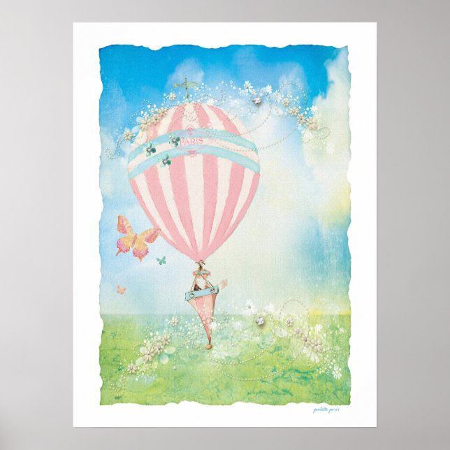 Rosa Paris Watercolor D'Aire Balloon Poster (Framsidan)