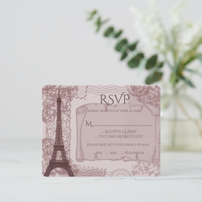 Rosa Parisian Bröllop OSA Card (Stående Fram)