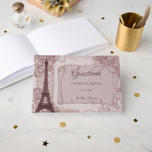 Rosa Parisian Bröllopsdag Guestbook Gästböcker