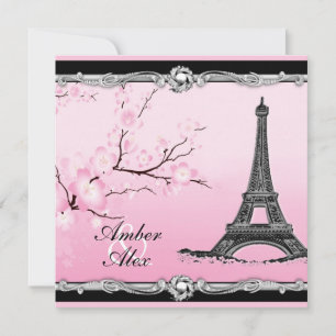 Rosa Parisian Eiffel Torn bröllopsinbjudningar Inbjudningar