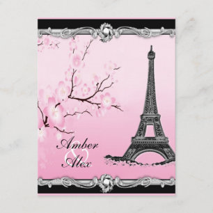 Rosa Parisian Eiffel Torn bröllopsinbjudningar Inbjudningar