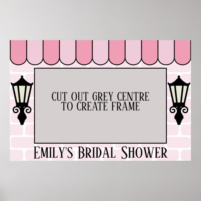 Rosa Parisiskt bröllopsdusch fotoram poster (Framsidan)