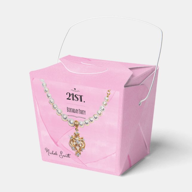Rosa pärlhalsband Elegant 21-årsfest Presentaskar (Framsidan Sidan)
