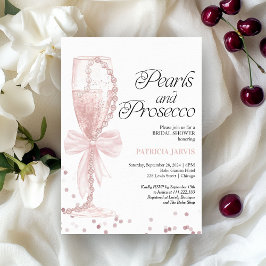 Rosa pärlhalsband och Prosecco bröllopsdusch Inbjudningar