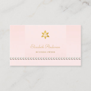 Rosa Pärlkantdesign Visitkort