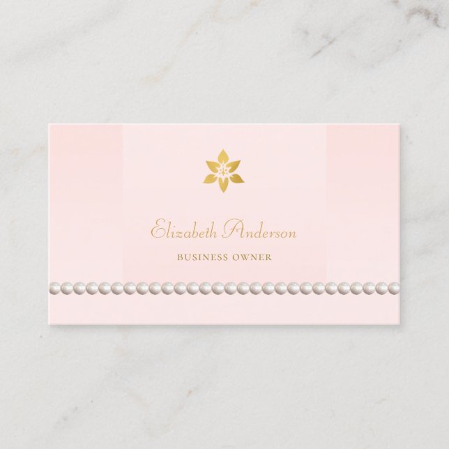 Rosa Pärlkantdesign Visitkort (Framsida)