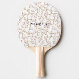 Rosa pärlor guldkedja pingisracket