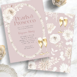 Rosa pärlor och Prosecco Bröllop Inbjudningar