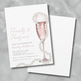 Rosa pärlor och Prosecco möhippa Inbjudningar