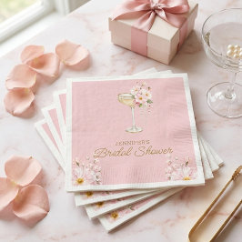 Rosa pärlor och Prosecco välkomstskylt Pappersservett