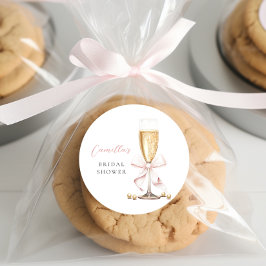Rosa pärlor & Prosecco båge bröllopsfest Runt Klistermärke