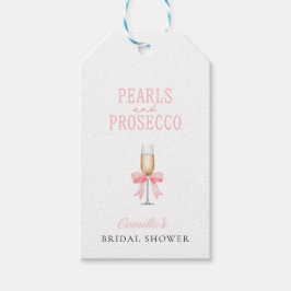 Rosa pärlor & Prosecco bröllopsdusch Presentetikett