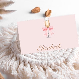 Rosa pärlor & Prosecco Bröllopsdusch Tack Kort