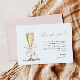 Rosa pärlor & Prosecco Bröllopsfest Tack Kort