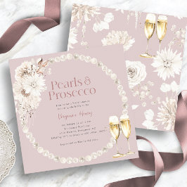 Rosa pärlor Prosecco-inbjudan Inbjudningar
