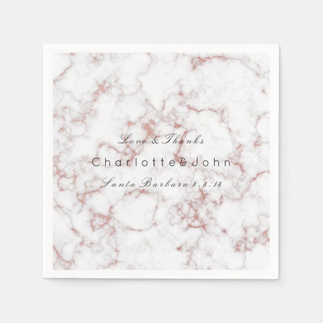 Rosa Parly Ro Guld White Grått Marble Party Pappersservett (Framsidan)