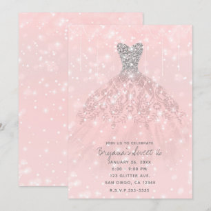 Rosa Päron Silver Glitter Gnistrande Klänning Swee Inbjudningar