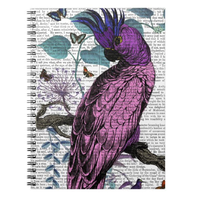 Rosa Parrot Anteckningsbok Med Spiral (Framsidan)