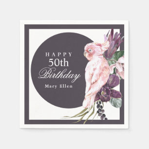 Rosa Parrot Boho Botanical 50:e födelsedagen Pappersservett