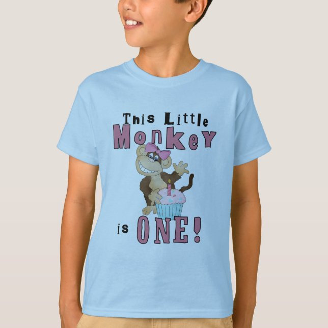 Rosa Party-apa 1:a födelsedagstjockar och gåvor T-shirt (Framsida)