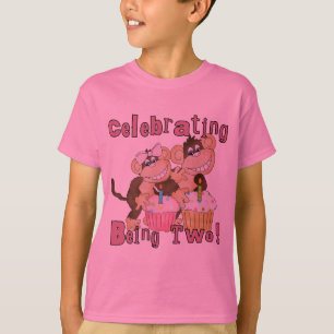 Rosa Party-apa 2:a födelsedag Tshirts och gåvor