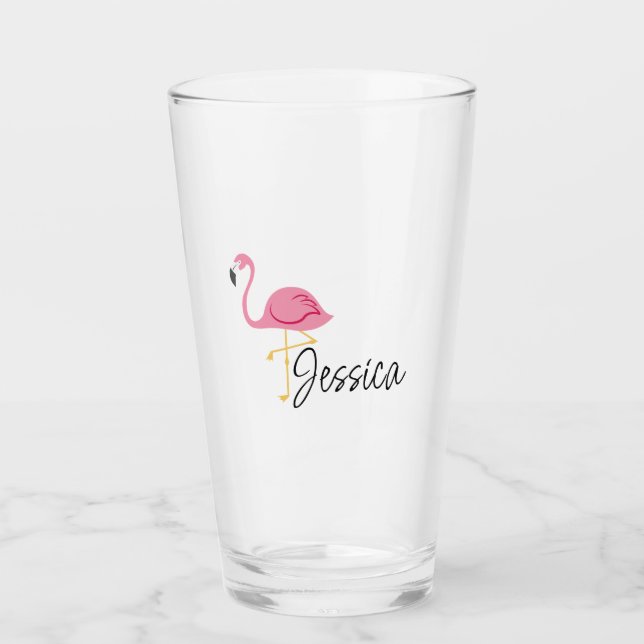 Rosa Party Flamingo Glass Kopp (Framsida)