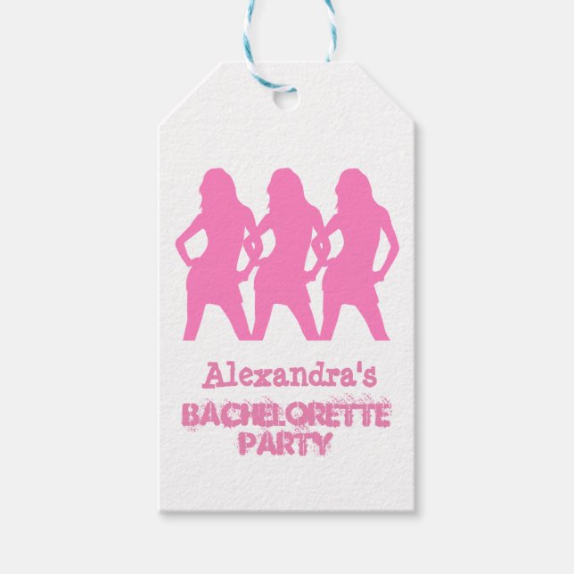 Rosa party-flickors personlig bachelorette Party Presentetikett (Framsidan)