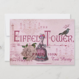 rosa party för Marie Antoinette vintageparis tea Inbjudningar
