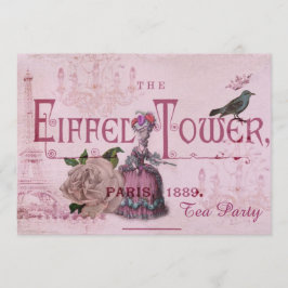 rosa party för Marie Antoinette vintageparis tea Inbjudningar