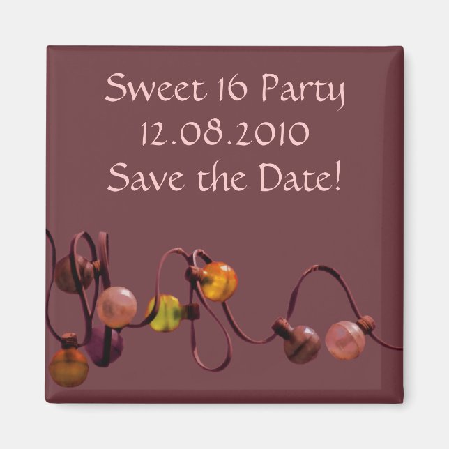 Rosa Party Ljus Magnet (Framsidan)