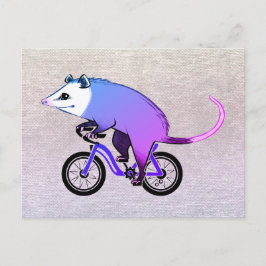 Rosa Party Opossum Riding A Bicycle Inbjudan Vykort